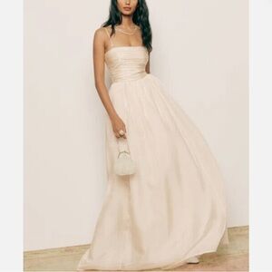 Reformation Kastoria Wedding Cream Maxi Gown Bridal Dress Size 10 NWT